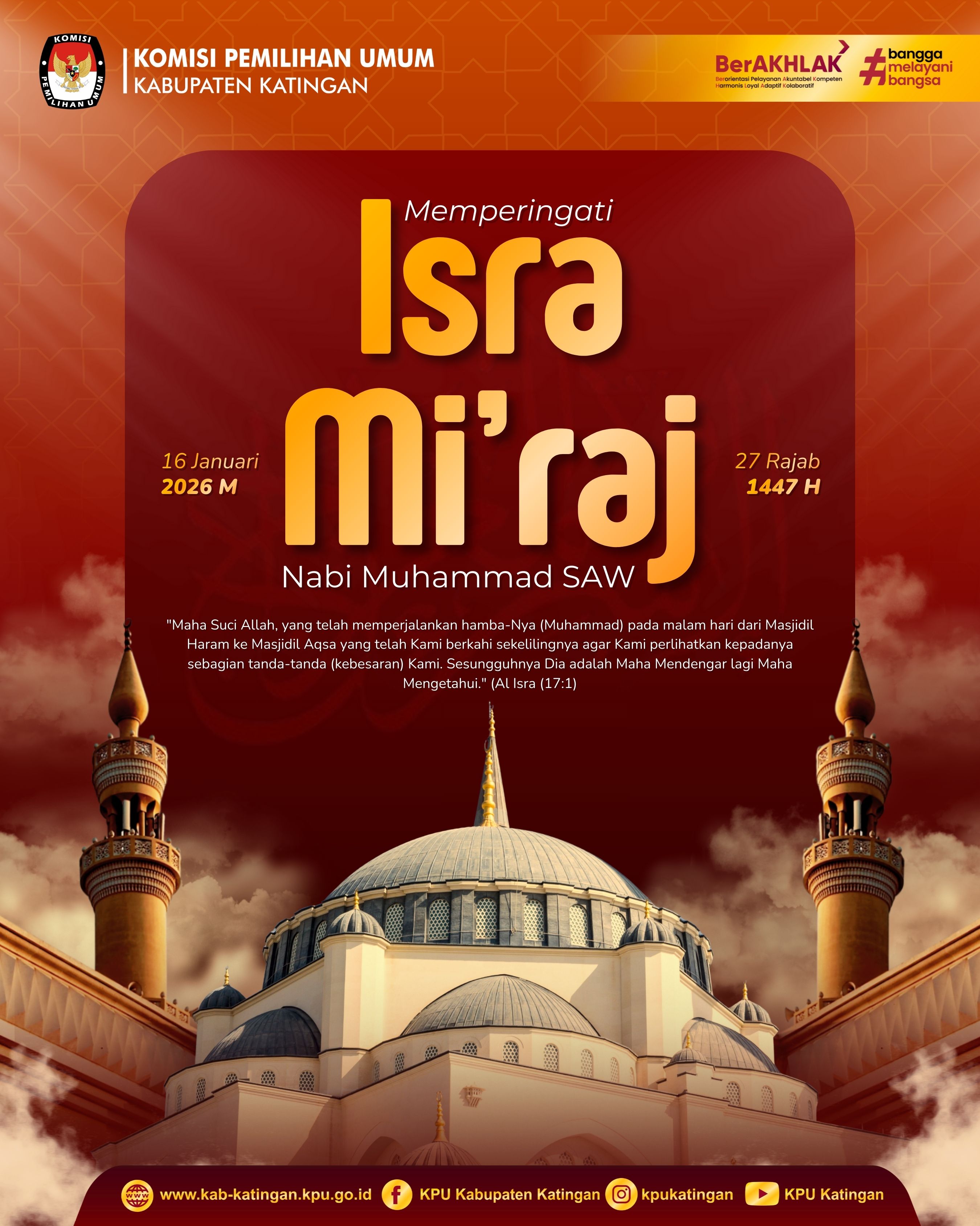 Selamat memperingati Isra Mi'raj Nabi Muhammad SAW Tahun 2026M