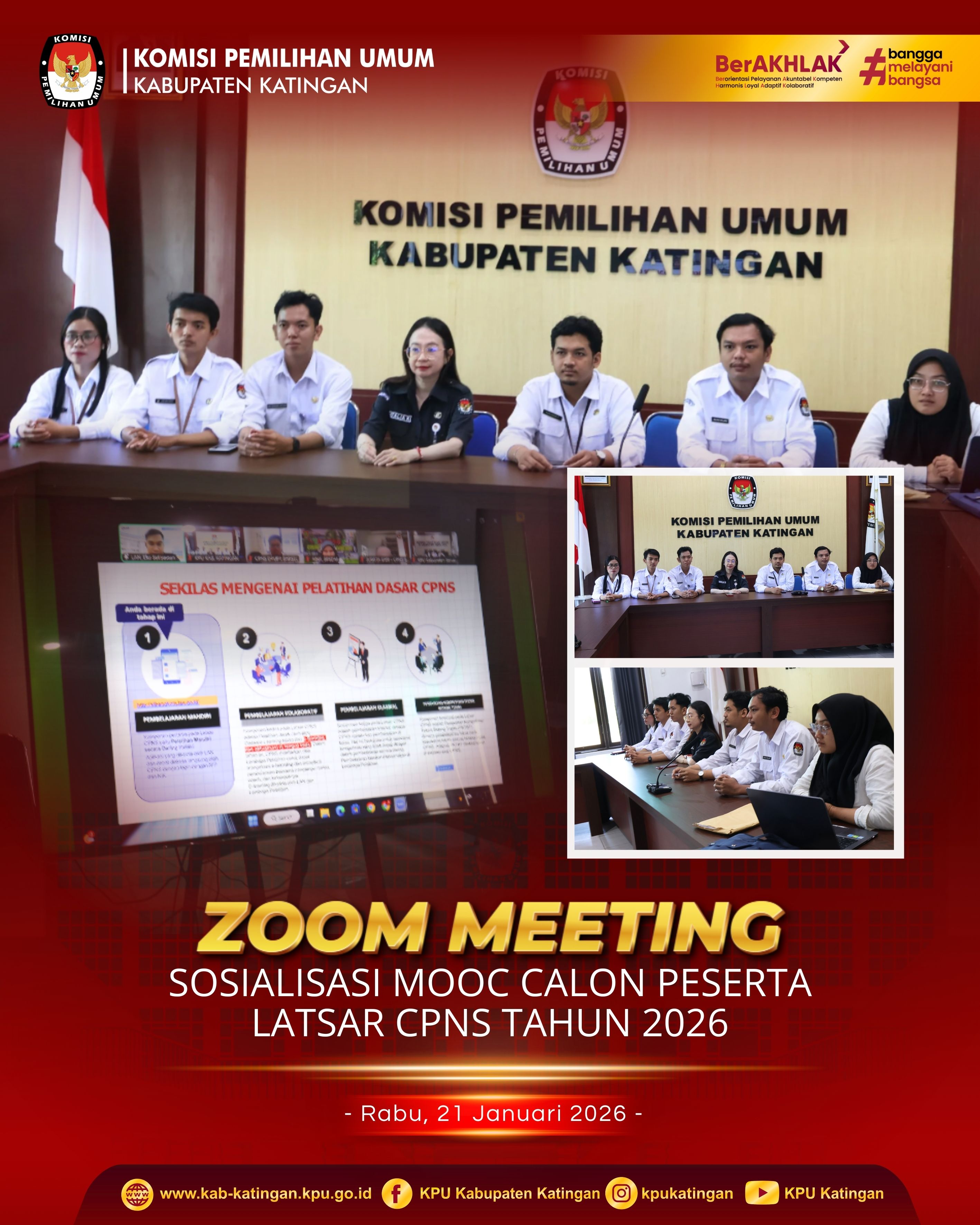 Sosialisasi MOOC Calon Peserta Latsar CPNS Tahun 2026, Rabu 21 Januari 2026. Via Zoom Meeting.