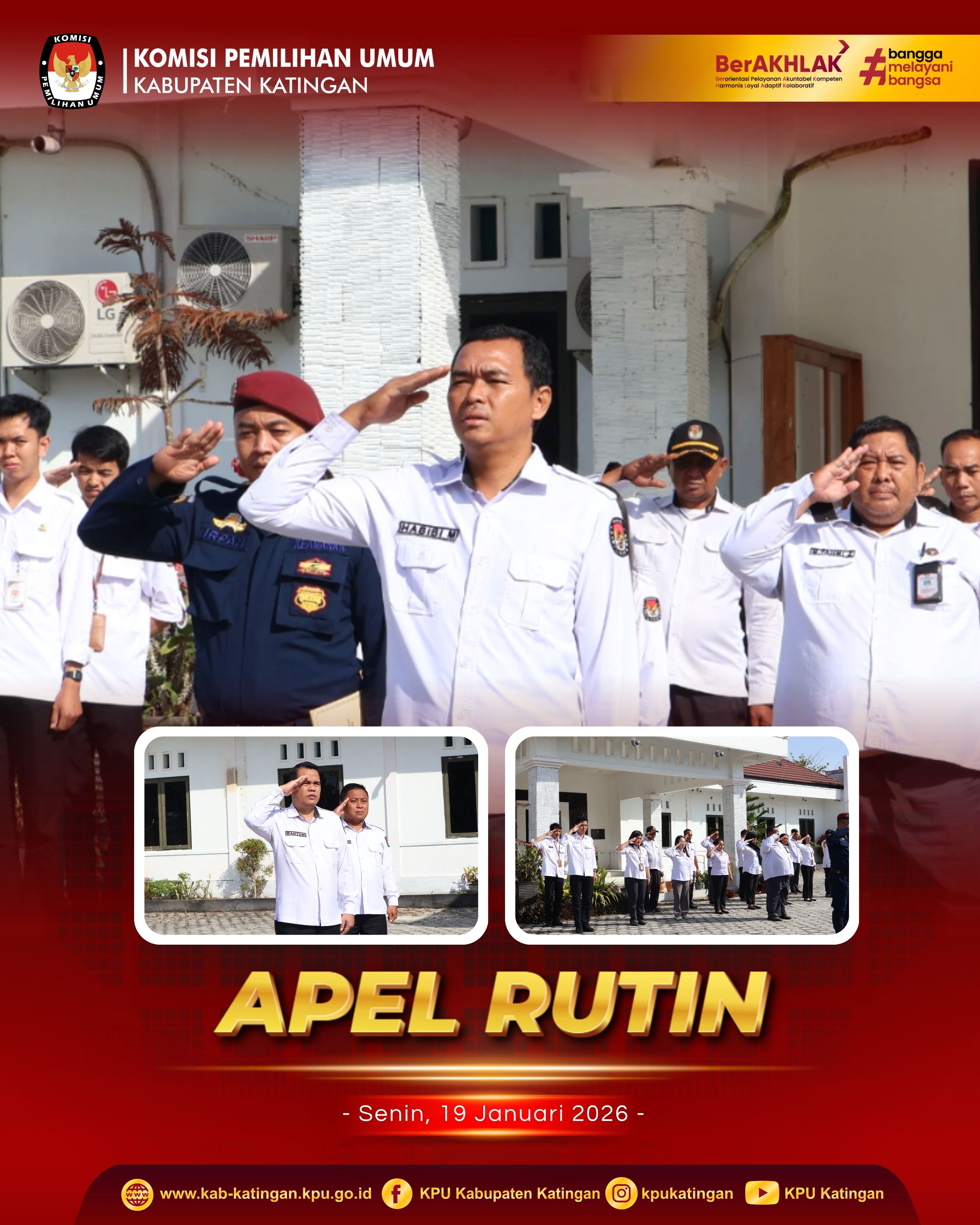 Apel rutin senin pagi di halaman Kantor KPU Kabupaten Katingan. 19 Januari 2026