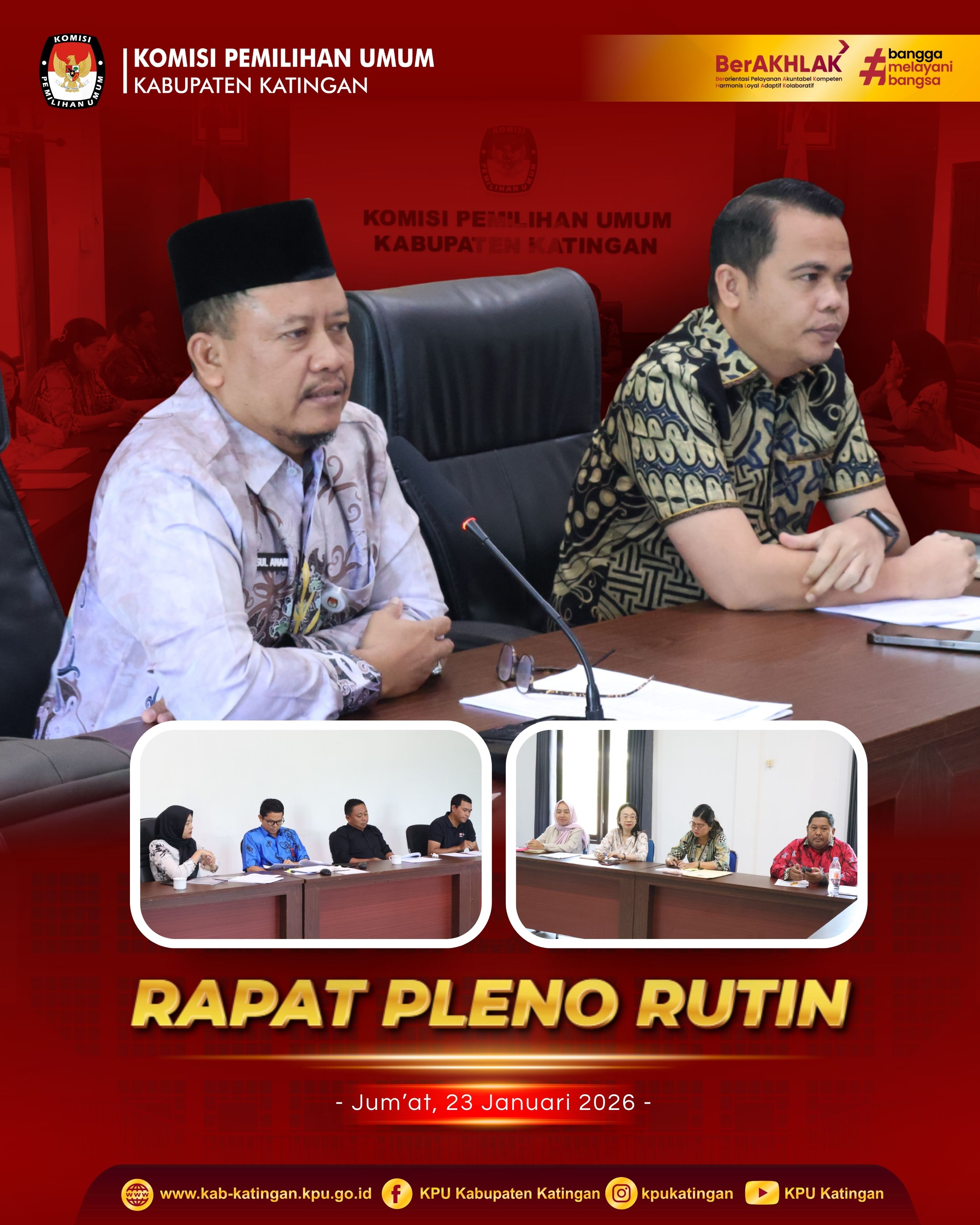 Rapat Pleno Rutin KPU Kabupaten Katingan. Jum'at, 23 Januari 2026.