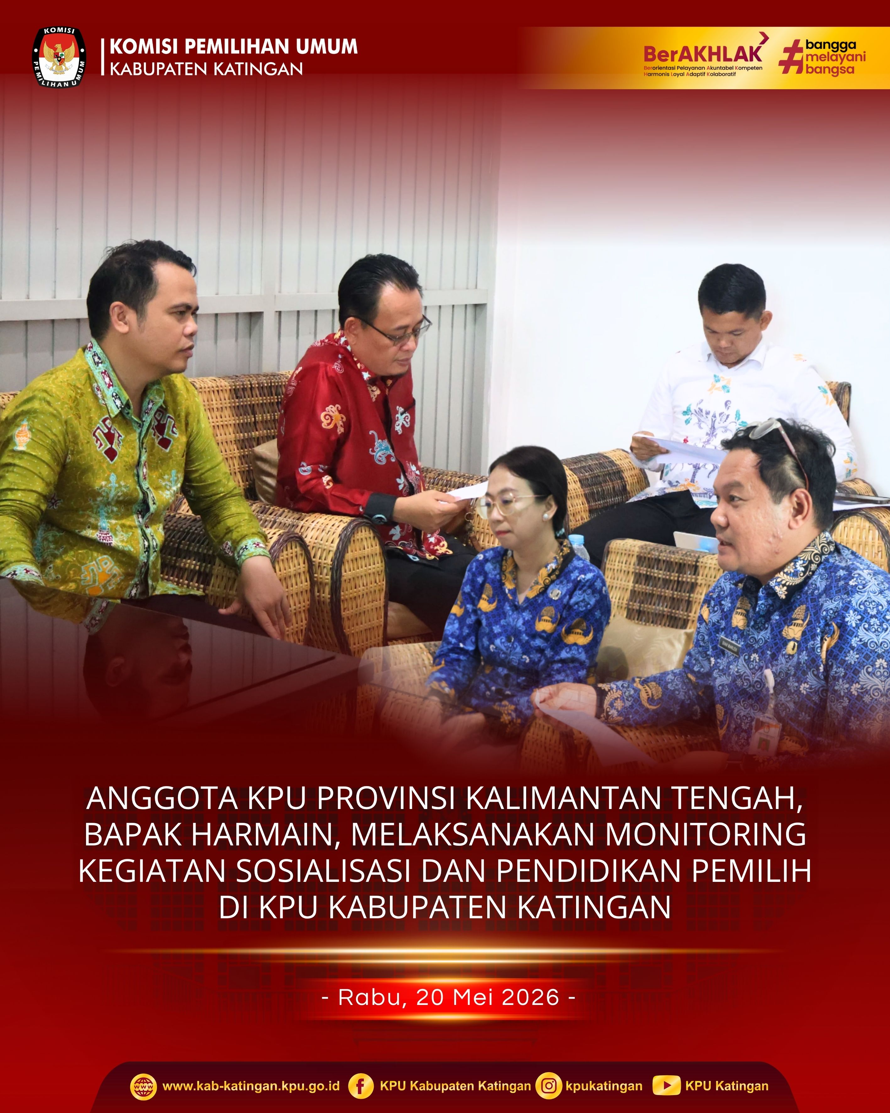 Monitoring Kegiatan Sosialisasi dan Pendidikan Pemilih di KPU Kabupaten Katingan.