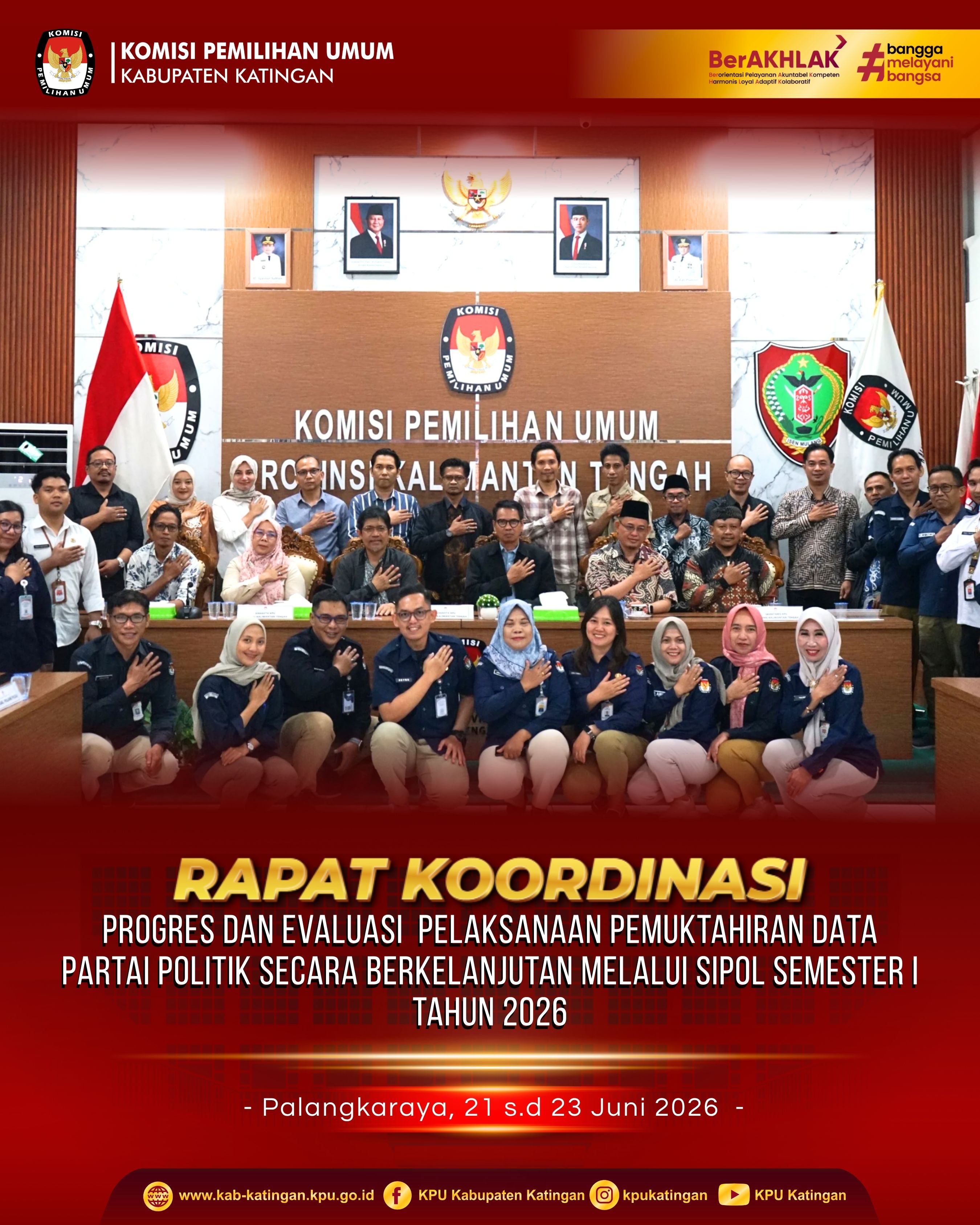 KPU Kab.  Katingan menghadiri Rapat Koordinasi Pemutakhiran Progres dan Evaluasi partai Politik